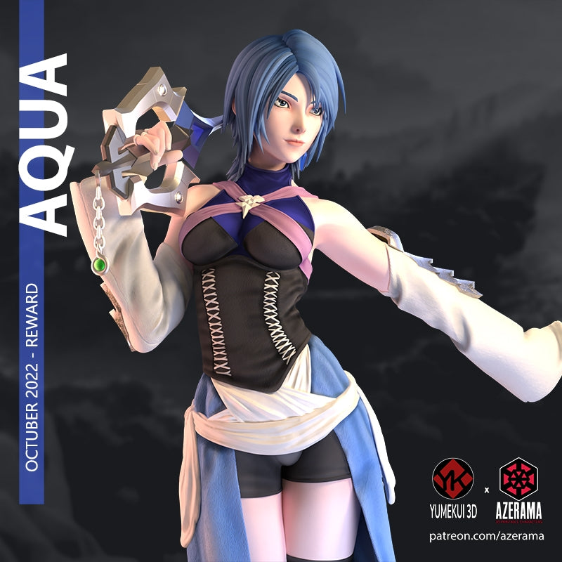 Aqua Final Fantasy | Azerama Fan Art | Garage Kit | Unpainted