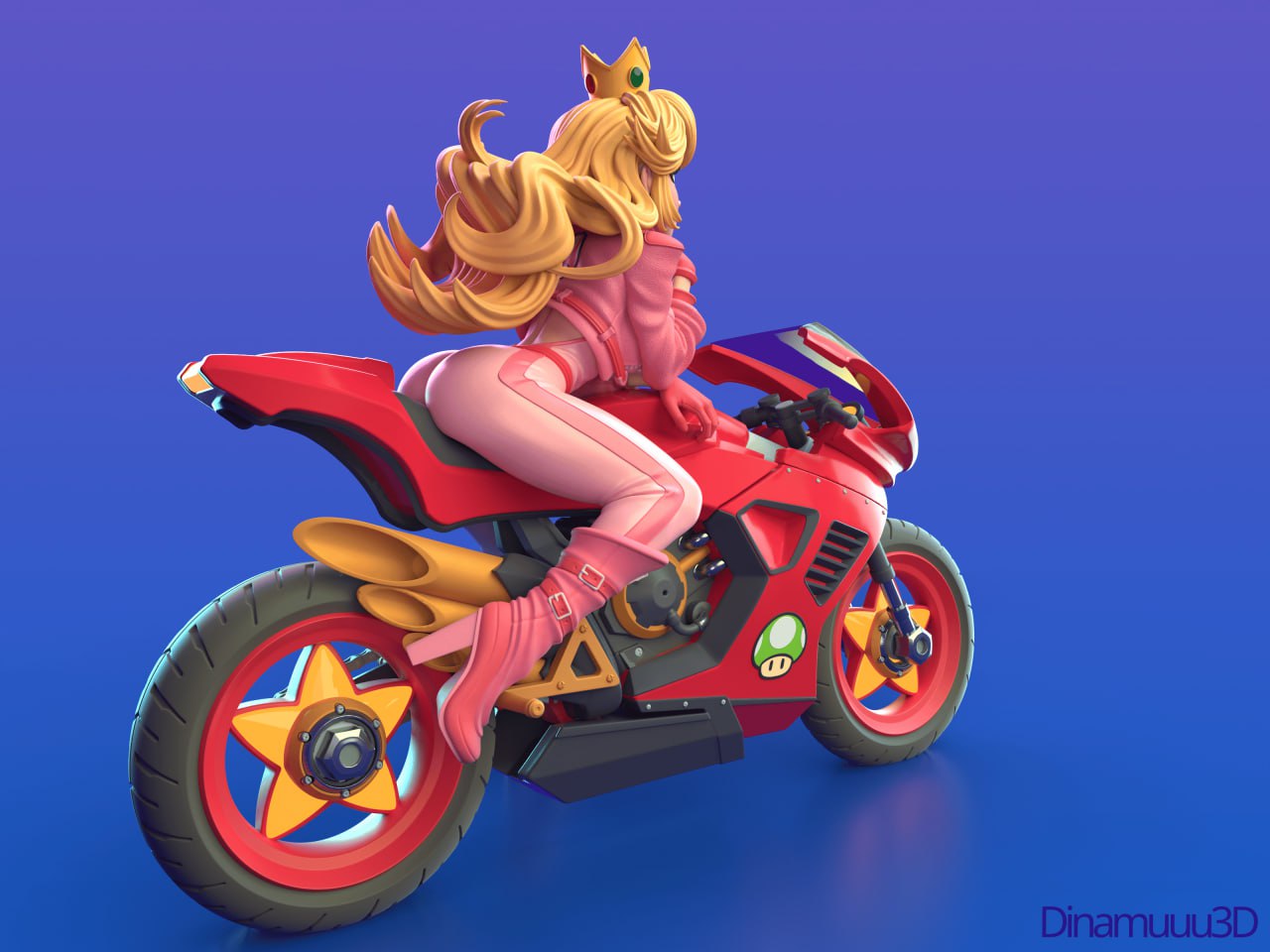 Peach Biker  | Diamuuu3d Fan Art| Garage Kit | Unpainted