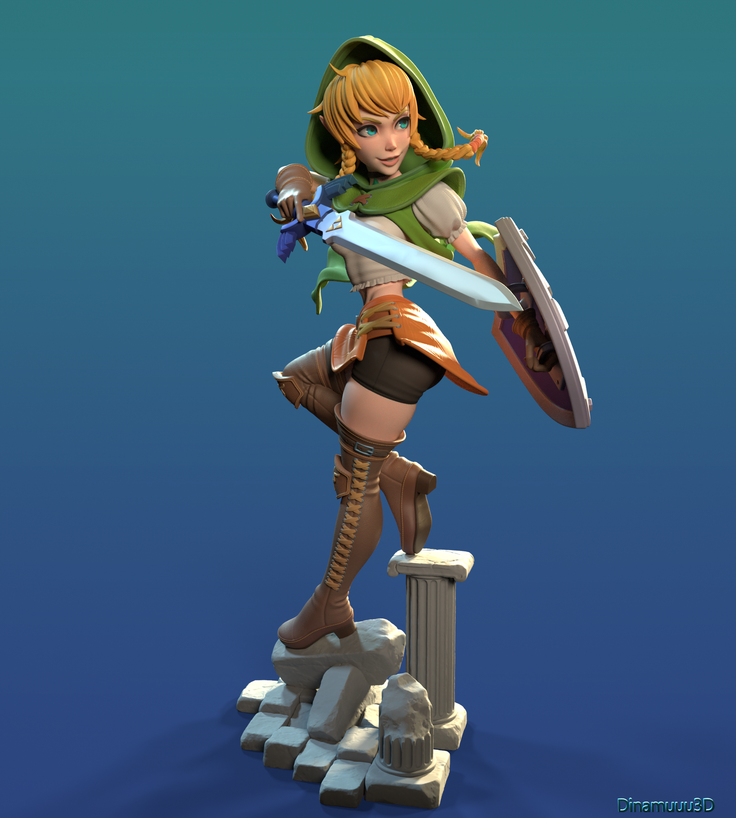 Linkle Zelda | Diamuuu3d Fan Art| Garage Kit | Unpainted