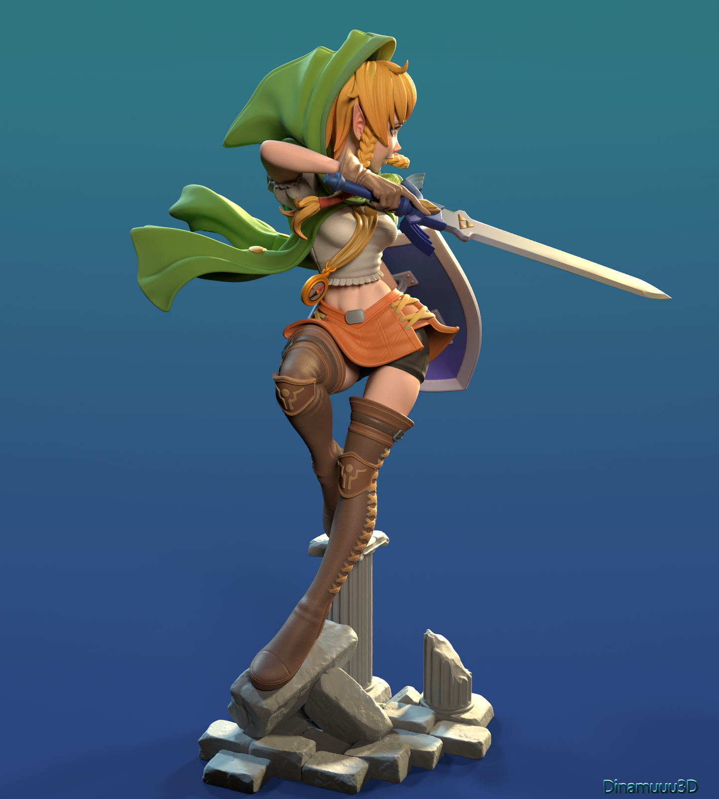 Linkle Zelda | Diamuuu3d Fan Art| Garage Kit | Unpainted