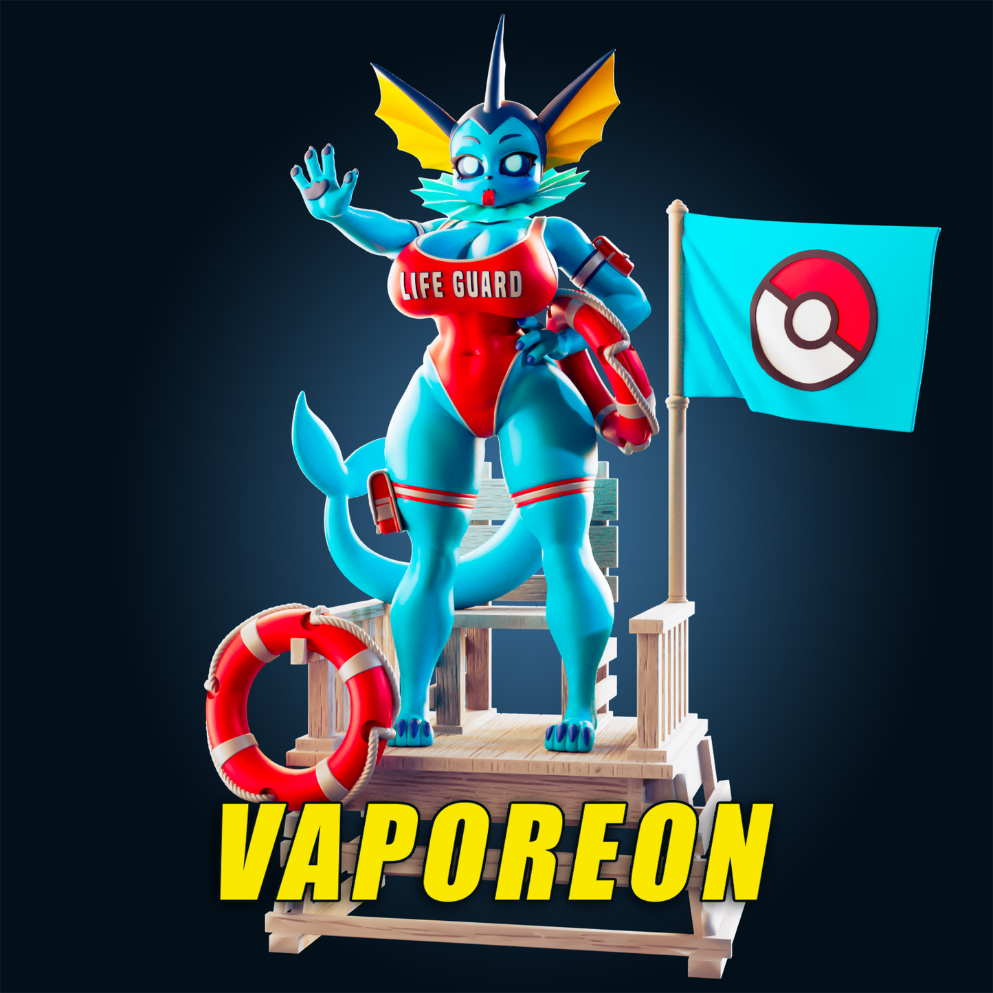 Vaporeon NSFW | Officer Rhu Fan Art| Garage Kit | Unpainted