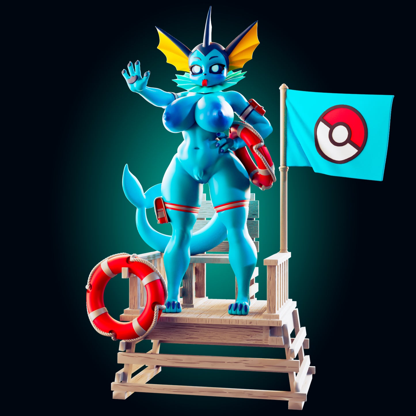 Vaporeon NSFW | Officer Rhu Fan Art| Garage Kit | Unpainted