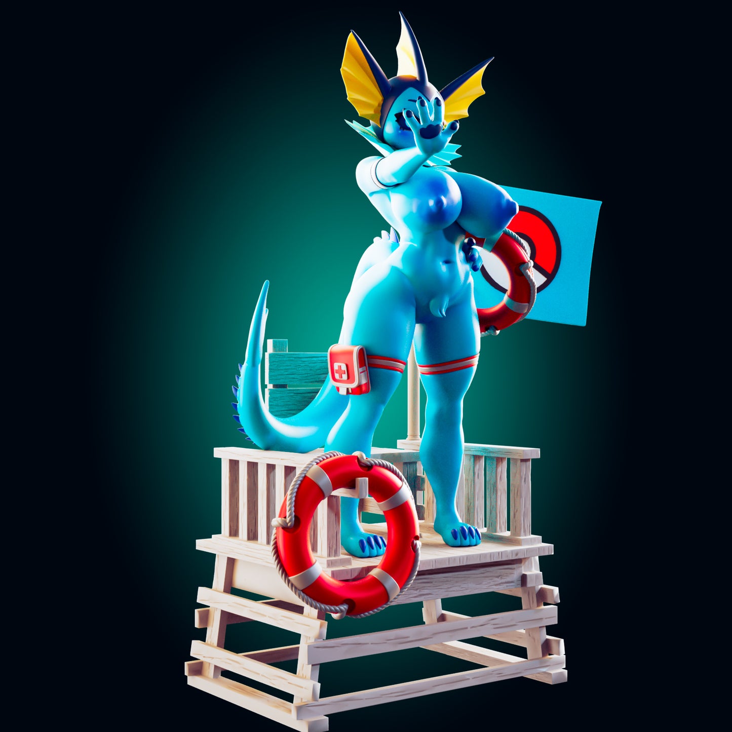 Vaporeon NSFW | Officer Rhu Fan Art| Garage Kit | Unpainted