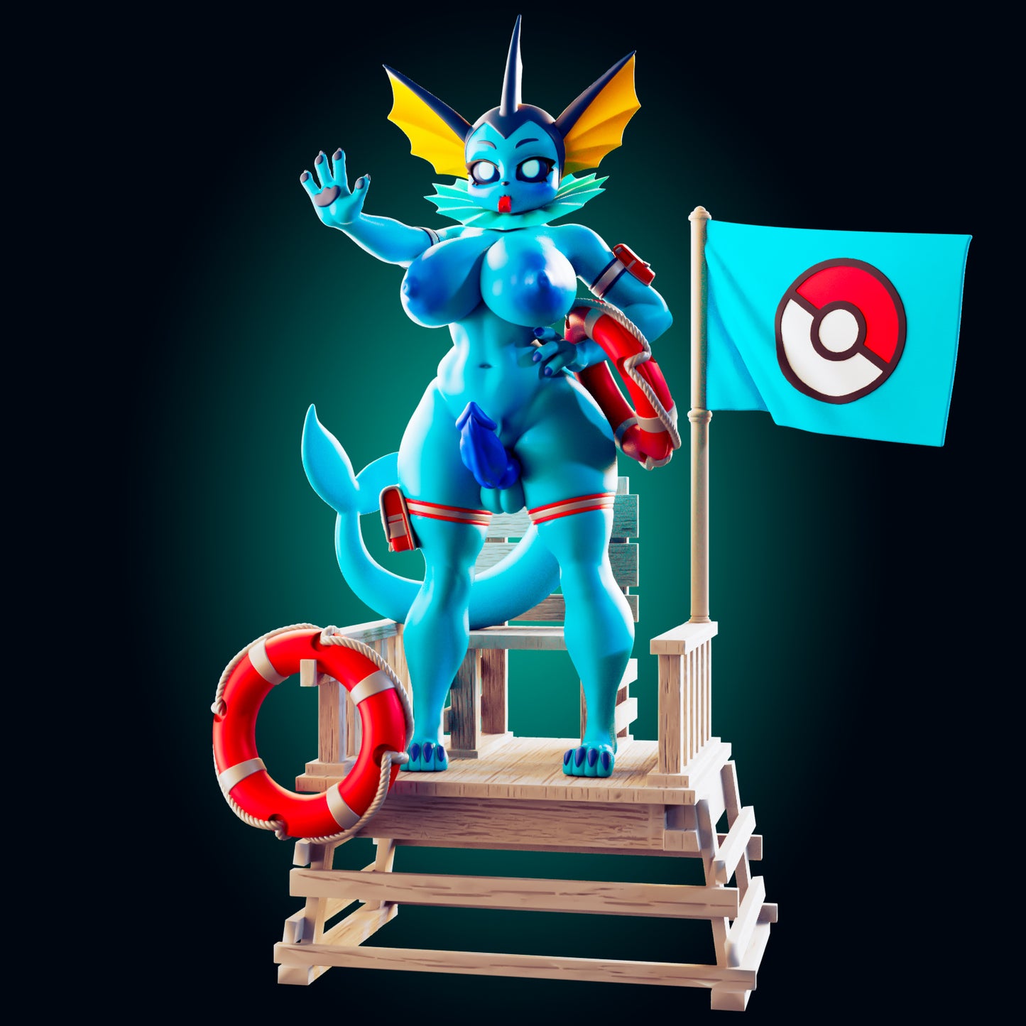 Vaporeon NSFW | Officer Rhu Fan Art| Garage Kit | Unpainted