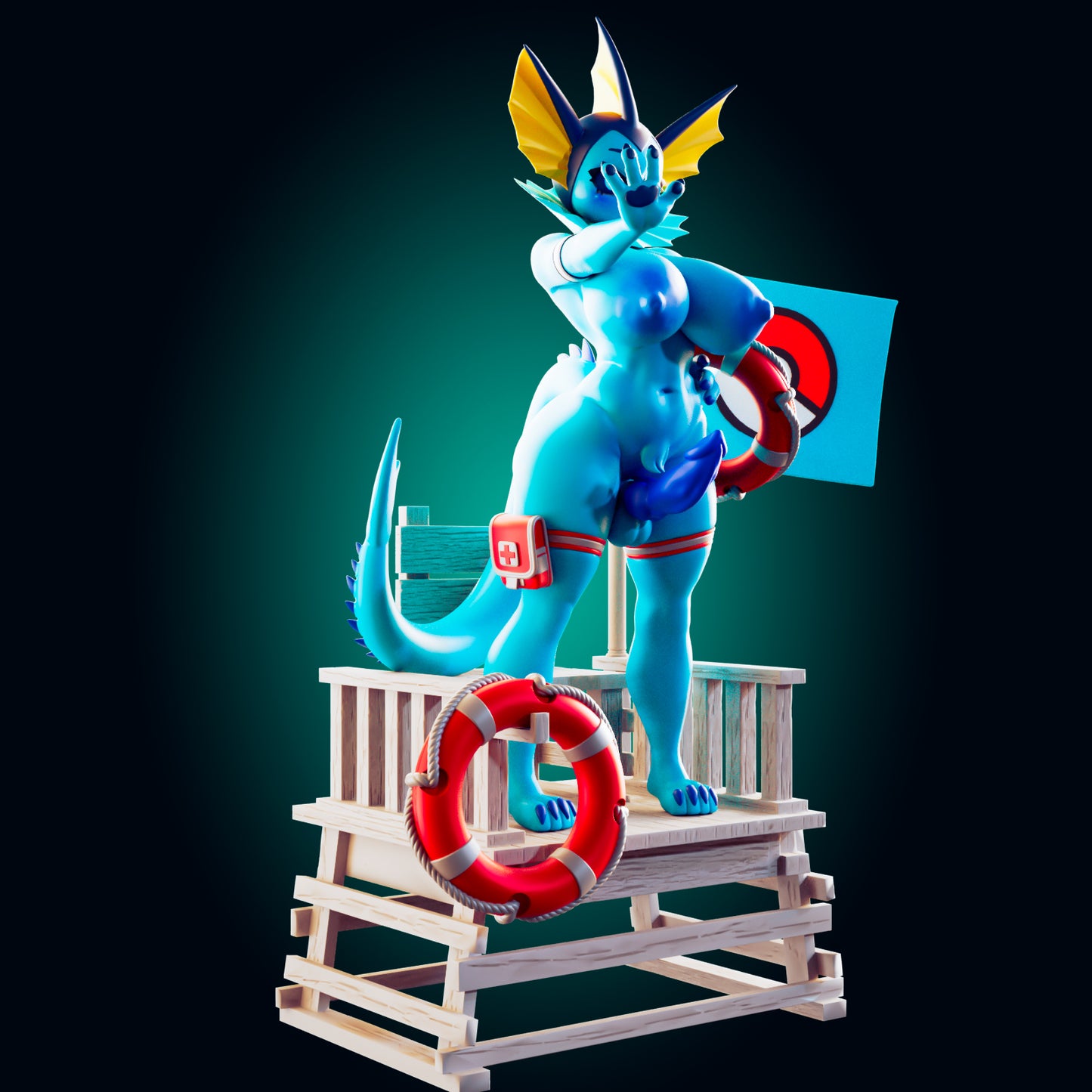 Vaporeon NSFW | Officer Rhu Fan Art| Garage Kit | Unpainted